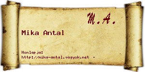 Mika Antal névjegykártya
